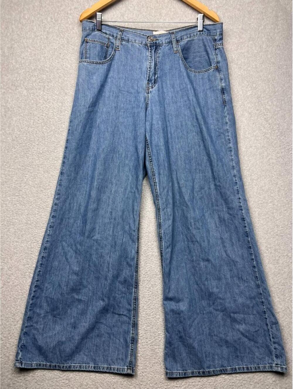 FRAME Le Mid Wide Leg Jeans 30 Happy Indigo Cotton Rigid Light Medium Wash Denim